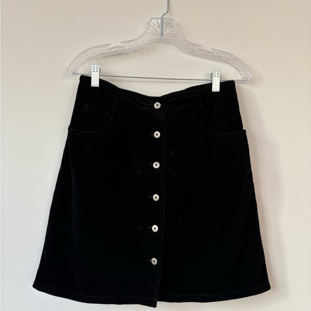 90’s Black Velvet Button up Skirt